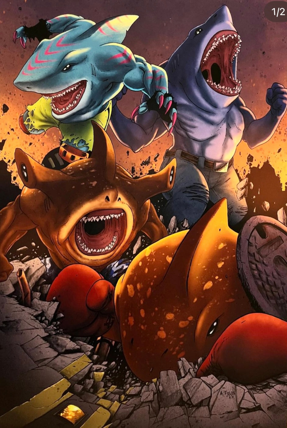 Street Sharks Art Print (Adam Fields - Signed)